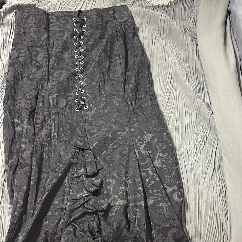 Elegant Black Lace-Up Skirt